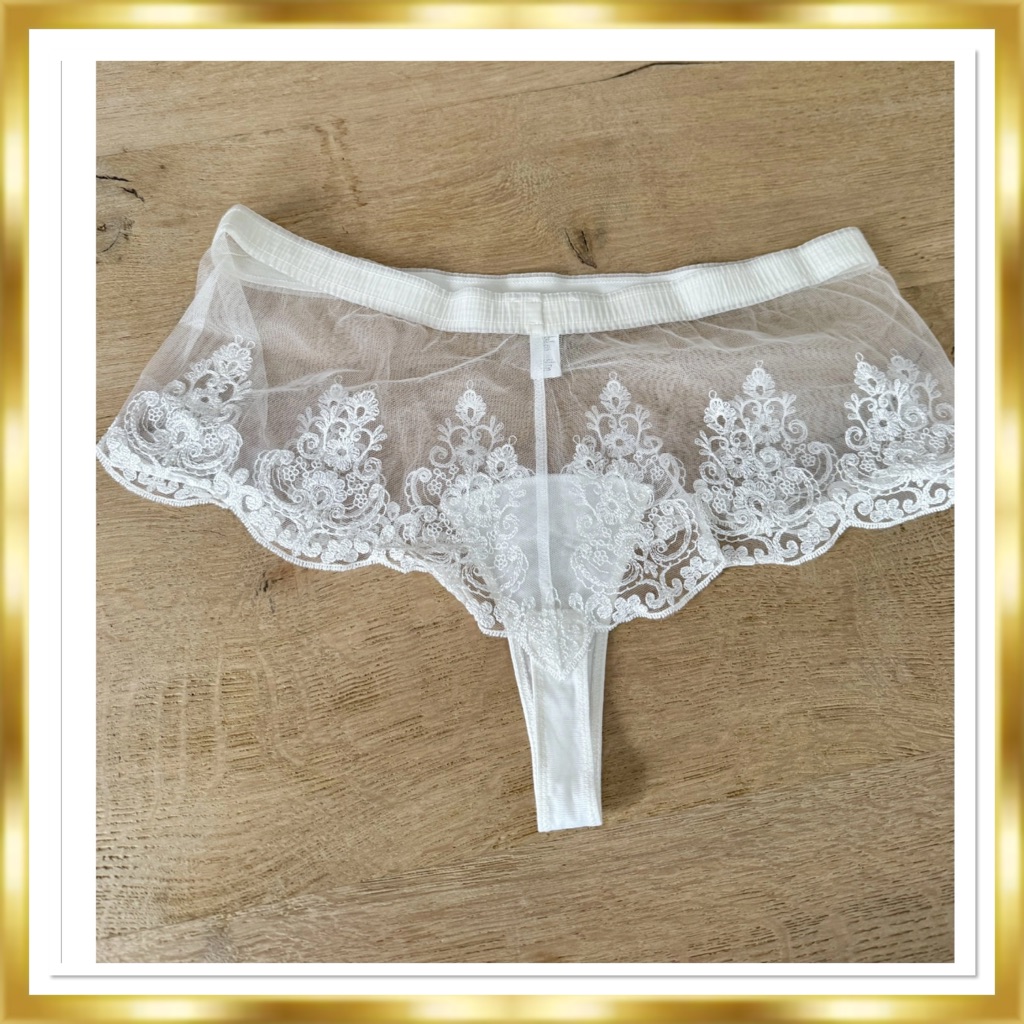 La Perla Glamour Zephyr Bridal Sheer Appliqu Embroidered High-Waist Panty (M)